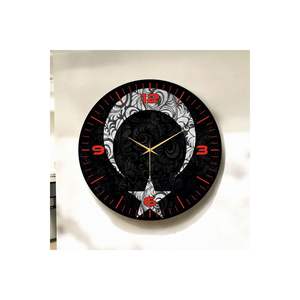 Reloj de pared de mesa silenciosa de madera con estampado colorido 50cm bandera turca Luna estrella patrón número regalo - Product Image 5