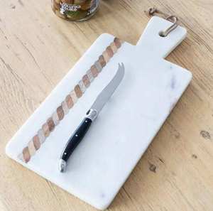 Planche à découper en marbre Calacatta Viola, élégante planche de service en pierre naturelle pour la cuisine, décoration de luxe, cadeau pour fromages et fruits - Product Image 1