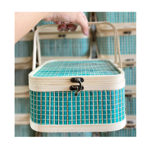 Panier à fleurs tissées en paille naturelle Panier à fleurs portable avec poignée pour affichage de fleurs de fruits Vente en gros Prix en vrac Fabriqué en bambou - Product Image 2