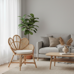 Sillas de Comedor Minimalistas de Ratán Natural, Cómodas y Duraderas, para Exteriores, Casas de Campo y Villas, para Dormitorio - Product Image 3