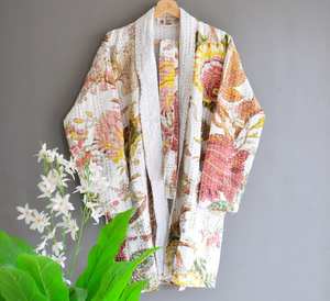 Kantha เสื้อแจ็กเก็ตแนวโบฮีเมียน,ชุดเดรสระเบิดแขนยาวให้ความอบอุ่นแฟชั่นทำด้วยมือสำหรับทุกเพศ - Product Image 2