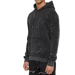 Vente en gros de sweats à capuche 100% coton délavés à l'acide conception personnalisée sérigraphie meilleur prix thermique hiver sweat à capuche en éponge française - Product Image 4