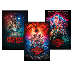 Ensemble de 3 affiches de style moderne Stranger Things, mettant en scène les saisons 1, 2 et 3, en papier, pour une utilisation murale - Product Image 4