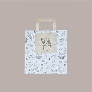 200 sacs en papier kraft brun recyclables pour emballage alimentaire, avec graphismes ton sur ton, pour bacs à glace 26+17H27cm, pour expositions - Product Image 3