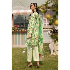 ชุดผ้ามัสลินพิมพ์ลายดิจิทัลสีเขียวสำหรับผู้หญิง 3 ชิ้น แบบยังไม่เย็บติดกัน - Product Image 3