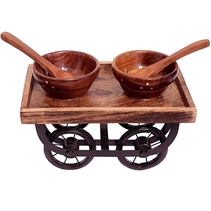 Bol en bois naturel rond, peint à la main, écologique, pour fêtes et usage domestique, vaisselle de table, prix de gros - Product Image 1