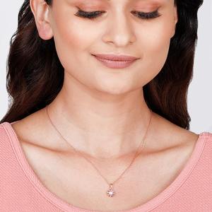 Pendentif May You Always Bloom en or rose 14K avec chaîne à maillons plaqué rhodium Forme géométrique Or blanc Zircon Diamant Pierre principale - Product Image 4