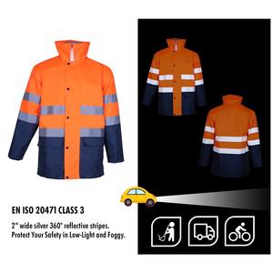 300D Oxford Impermeable Poliéster Ropa de Trabajo Construcción Chaqueta de Tráfico Alta Visibilidad Reflectante Seguridad Personalizable Antiestático - Product Image 4