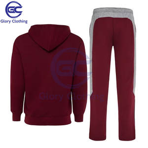Haute qualité hommes survêtements fermeture éclair complète survêtement hommes survêtement à capuche ensemble de sport gris marron survêtement - Product Image 3