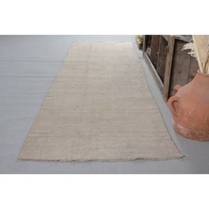 Alfombra de lana Beige rústica hecha a mano, área grande, 3,6x12,4 pies, diseño turco Vintage, patrón de retazos para pasillo, habitación, respaldo de látex - Product Image 3