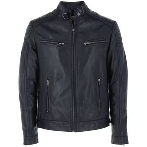 Chaqueta extragrande de cuero para motocicleta a la moda de invierno para hombre, chaqueta de cuero con tachuelas negras cálidas impermeable de cuero Pu - Product Image 1
