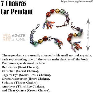 Colgador de coche de piedra caída de 7 Chakras hecho a mano de La India antigua al por mayor con figurita de Feng Shui para decoración de viaje espiritual - Product Image 6