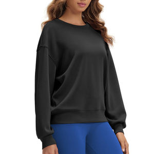 Sudadera de Mujer con Cuello Redondo, 100% Algodón, Felpa, Manga Larga, Ligera, Informal, para Invierno, con Logotipo Frontal - Product Image 1