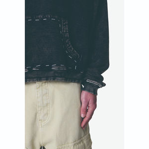 Sudadera con Capucha Personalizada de Felpa Francesa de Alta Calidad, Estilo Vintage, con Bolsillo Canguro en Contraste, Hombros Caídos, Corte Cuadrado, Lavado a la Piedra, con Costuras - Product Image 5