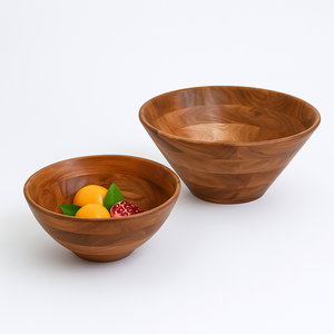 Bol à salade en bois fait main pour servir des fruits à salade avec ustensiles, accessoire de vaisselle en bois naturel durable et élégant - Product Image 2