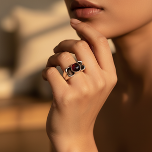 "<b>Men's</b> 925 Silver Statement <b>Ring</b> with <b>Black</b> Gemstone" - Product Image 1