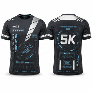 เสื้อยืดวิ่งกลางคืนสะท้อนแสงแบบกำหนดเอง 5k แรงบันดาลใจจากมอเตอร์สปอร์ต เสื้อวิ่งสำหรับงานแข่งขัน พิมพ์ลายแบบซับลิเมชั่นเต็มตัว เสื้อแข่งรถวงจร - Product Image 3