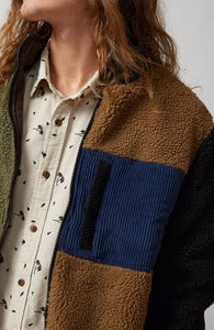 Bloc de couleur Sherpa polaire sweat zippé hiver Streetwear veste doux chaud Sherpa polaire Logo personnalisé OEM hauts - Product Image 2