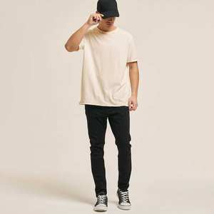 Camisetas de algodón 100% para hombre, Jersey transpirable de peso pesado con diseño en blanco sólido hecho de tela peinada y fibra de bambú - Product Image 2