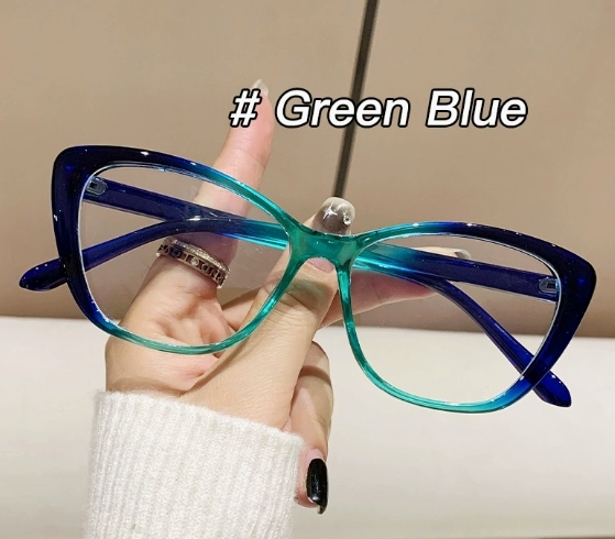 2025 New European American Retro Anti-Blue Light Cat Eye Butterfly Frame Gradient Color Women's AC Lens Glasses