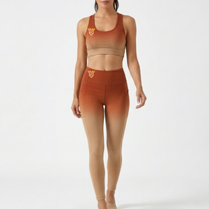 Women's Racerback Yoga Set 2 Piece Seamless High Waist <b>Leggings</b> Gradient Color Crop Top <b>Activewear</b> - Product Image 6