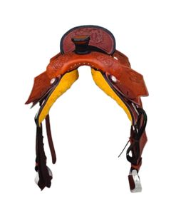 Selle de cheval en cuir fait main Western Wade de 16 po, étriers en bois durable et en aluminium, idéale pour les longues selles d'équitation. - Product Image 3