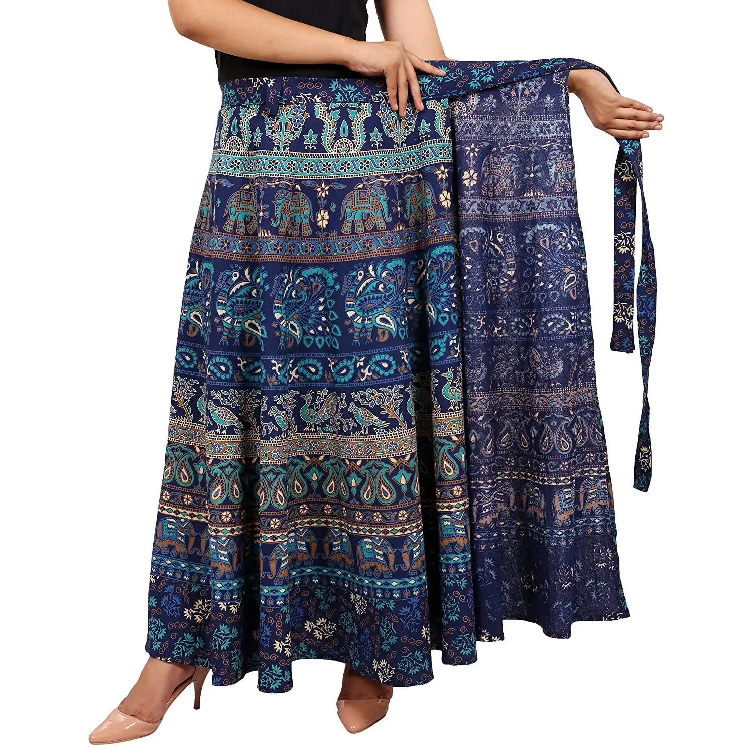 Váy Quấn Hình Động Vật Bằng Cotton Ấn Độ Váy Mặc Đi Biển Váy Đi Tiệc Váy Cotton Gypsy Boho Boho Bollywood Hippie Thời Trang Thường Ngày