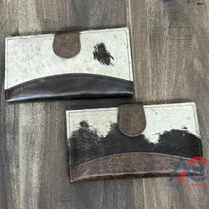 Wholesale Genuine Cowhide Leather <b>Women's</b> <b>Large</b> Flap Wallet Hair-on-Hide Western Style <b>Purse</b> RFID Blocking Custom Logo Available - Product Image 1