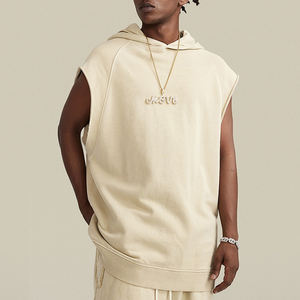 100% coton personnalisé hommes muscle sans manches à capuche débardeur musculation gym singulet coupé réservoir pull sur sweats à capuche Gym Wear Fitness - Product Image 2