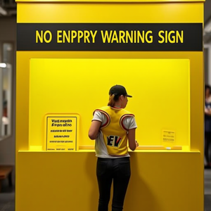 Señal de Advertencia de Prohibido el Paso, 300x200mm, Amarillo/Negro, Producto de Plástico - Product Image 2