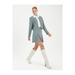 Mini-jupe à motifs pour femmes avec détail plissé, mélange de viscose, décontractée, quotidienne, très colorée - Product Image 3