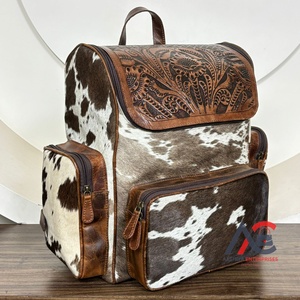 Sac à dos à langer en cuir de vachette véritable, fait main, style western, pour femme, sac à dos de voyage en cuir de vachette véritable, durable et élégant - Product Image 1