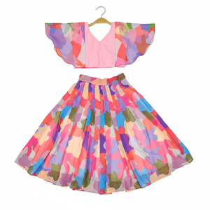 Shoryam, Lehenga Choli de Moda para Niñas, Chaniya Choli con Estampado Abstracto Colorido, Largo hasta el Suelo, Tradicional Indio para Fiestas - Product Image 2