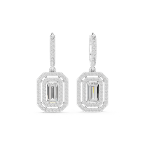 Boucles d'oreilles personnalisées pour femmes en diamant de laboratoire cultivé, taille baguette, certifiées IGI, plaquées or, bijoux fins tendance pour fiançailles - Product Image 1