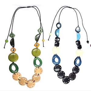 Handmade Trendy Tagua Bead <b>Necklace</b> Eco-Friendly Fashion <b>Statement</b> Jewelry with Artistic Color Combinations - Product Image 1