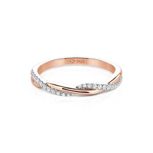 Anillo de Boda Apilable Jeulia de Dos Tonos con Diseño Trenzado - Bañado en Rodio y Oro de 14K con Zirconia - Product Image 1