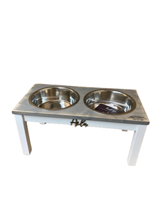Station d'alimentation pour chiens surélevée à double bol Mangeoire pour animaux de compagnie rustique avec bol en acier Table d'alimentation pour animaux de compagnie avec support pour bol en acier - Product Image 2