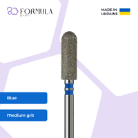 Foret à ongles professionnel diamanté Formule Profi, cylindre arrondi 4,0 mm, bleu, grain moyen, pour manucure, pédicure et soin des cuticules