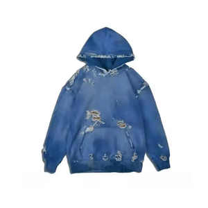 Cantidad a granel Ropa informal Tela polar Sudadera con capucha desgastada Peso pesado Estilo cómodo Hombres Sudadera con capucha desgastada con registro personalizado - Product Image 2
