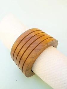 แหวนผ้าเช็ดปากสไตล์ Damru ทำจากไม้ธรรมชาติทำมืออินเดียสำหรับร้านอาหารเครื่องใช้ในครัวบ้าน - Product Image 3