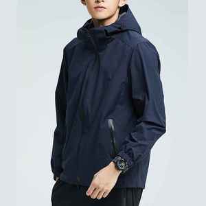 Vente en gros d'usine, sweat à capuche unisexe décontracté, fermeture éclair intégrale, imperméable, respirant, coupe-vent, léger, en toile, vêtements de sport, hiver, devant - Product Image 2