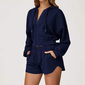 Sweat à capuche zippé pour femme de qualité supérieure, design décontracté pour l'hiver, logo frontal, couleurs et logo personnalisables, 100% coton molleton - Product Image 4