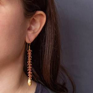 Boucles d'oreilles pendantes créoles bohèmes, élégantes et tendance, en pierre précieuse naturelle grande taille, grenat brut, pierre de naissance de janvier, plaqué argent, cadeau pour elle - Product Image 3