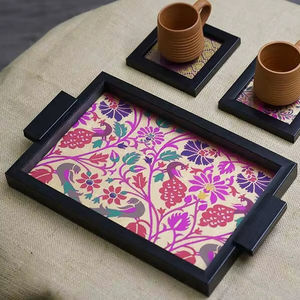 Plateau de service en bois moderne émaillé, accessoire de cuisine décoratif pour table à manger, maison, restaurant, hôtel, utilisation pour le thé et le café - Product Image 1