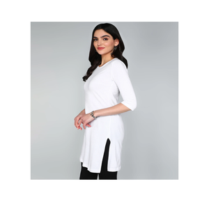 Blusa Larga de Algodón para Mujer, Moderna, Lisa, Cómoda y Perfecta para un Estilo Casual Diario o de Oficina - Product Image 1