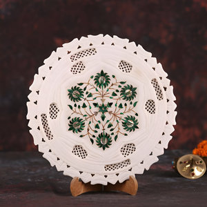 Impresionante Placa de incrustaciones de mármol con soporte, pieza decorativa única para sala de estar, mesa de comedor y regalo perfecto de la India - Product Image 5