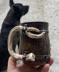 Meilleure qualité corne tasse corne tasse à café tasse avec base en bois Viking corne au prix de gros - Product Image 4