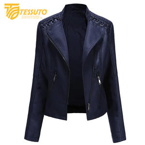 Chaqueta de cuero auténtico 100% para mujer, nueva chaqueta de cuero genuino de motorista informal y elegante en embalaje Premium - Product Image 2