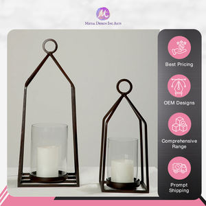 Vajilla de calidad superior, portavelas, tarro de Metal fabricado en la India, portavelas Golden Hurricane, a granel - Product Image 3