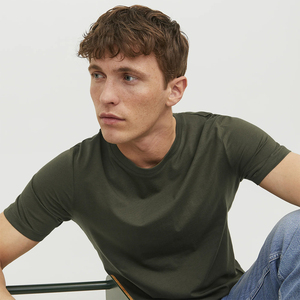 Camiseta de algodón ajustada antiarrugas con cuello redondo y estampado personalizado para hombre, camisetas de manga larga de algodón orgánico 100% para hombre - Product Image 3